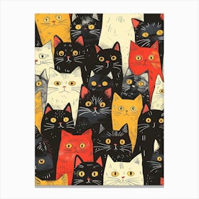 Perfectly Repeatable Artwork With Cute Cat Faces 79 Canvas Print