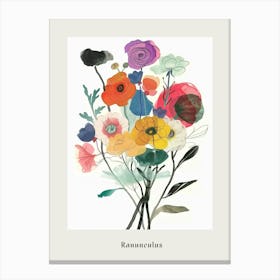 Ranunculus 1 Collage Flower Bouquet Poster Canvas Print