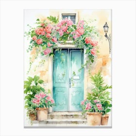 Marseille, France   Mediterranean Doors Watercolour Painting 3 Canvas Print