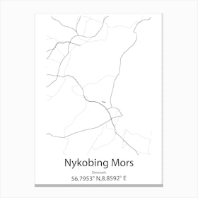 Nykobing Mors,Denmark Minimalist Map Canvas Print