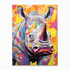 Rhino Colourful Paint Splash 1 Canvas Print