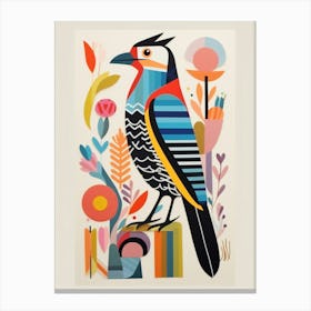 Colourful Scandi Bird Crested Caracara 2 Canvas Print