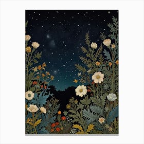 Night In The Meadow Style William Morris Canvas Print