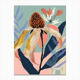 Colourful Flower Illustration Coneflower 3 Canvas Print