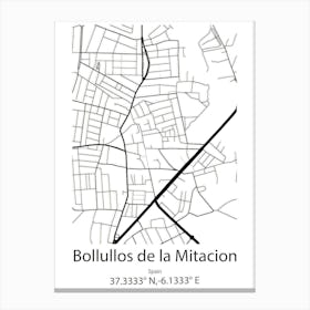 Bollullos De La Mitacion,Spain Minimalist Map Canvas Print