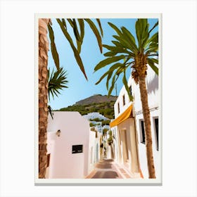 Neighborhood in Ibiza and Palm Canvas Print