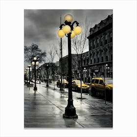 Street Lights In The Rain Canvas Print