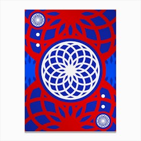 Geometric Glyph in White on Red and Blue Array n.0093 Canvas Print