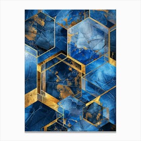 Blue And Gold Hexagons Canvas Print