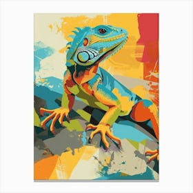 Turquoise Jamaican Iguana Abstract Modern Illustration 3 Canvas Print