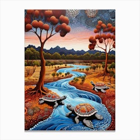 Default Australian Aboriginal Dot Painting Style Art Landscape 1 (1) Canvas Print