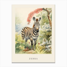 Beatrix Potter Inspired  Animal Watercolour Zebra 2 Canvas Print