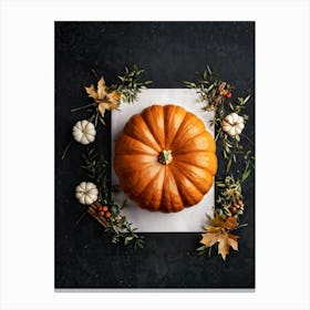 A Digital Render Of A Thanksgiving Themed Art Design Capturing An Overhead View Of A Large Round Pu (3) Canvas Print