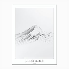 Mount Elbrus Russia Line Drawing 3 Poster Canvas Print