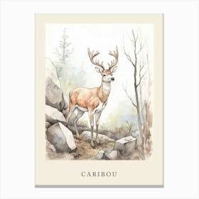 Beatrix Potter Inspired  Animal Watercolour Caribou 2 Canvas Print