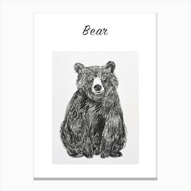 B&W Bear 2 Poster Canvas Print