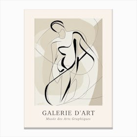 Galerie D'Art Abstract Line Art Figure Neutrals 2 Canvas Print