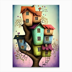 Houses On A Tree Canvas Print