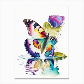 Butterfly On Lake Decoupage 4 Canvas Print