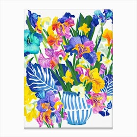 Iris Modern Colourful Flower Canvas Print