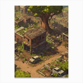 Village In A Video Game Wall Art For Living Room Canvas Print