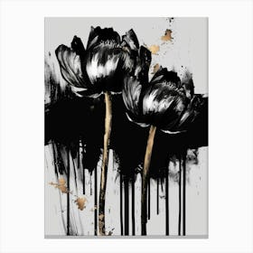 Black And Gold Tulips Canvas Print