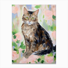 A Kurilian Bobtail Cat Painting, Impressionist Painting 3 Canvas Print