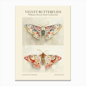 Velvet Butterflies Collection Textile Butterflies William Morris Style 6 Canvas Print