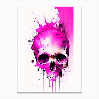 Skull With Splatter Effects Pink Matisse Style Canvas Print
