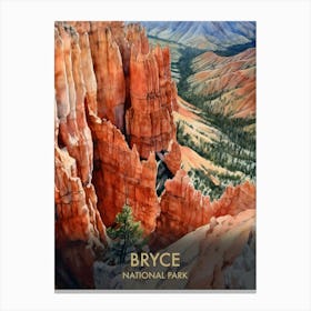 Bryce Canyon National Park Watercolour Vintage Travel Poster 1 Canvas Print