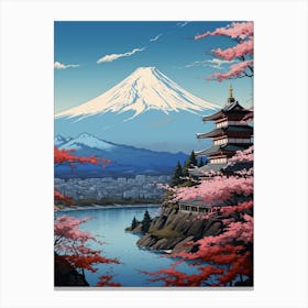 Mountains And Hot Springs Japanese Style Illustration 4 Canvas Print