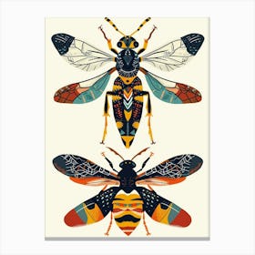 Colourful Insect Illustration Wasp 2 Canvas Print