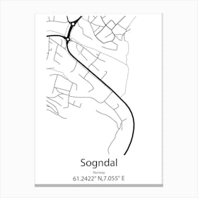 Sogndal,Norway Minimalist Map Canvas Print