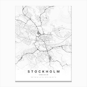 Stockholm Sweden White Map Canvas Print