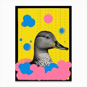 Yellow Portrait Of Duck In The Clouds Canvas Print