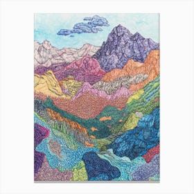 Colourful Mountain Illustration Poster Art Print 7 Canvas Print