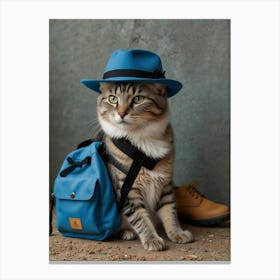 Cat With Backpack Canvas Print