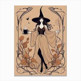 Witch With A Cup Of Coffee 5 Canvas Print