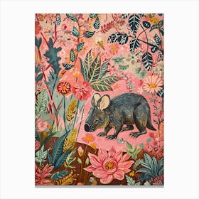 Floral Animal Painting Wombat 3 Canvas Print