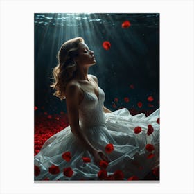 Mermaid In The Water Canvas Print