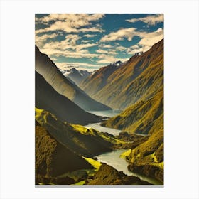Fiordland National Park 2 New Zealand Vintage Poster Canvas Print