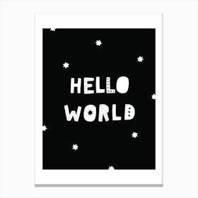 Hello World Black Super Scandi Kids Canvas Print