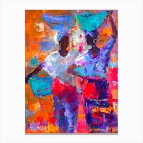 Two Women Carrying Baskets Canvas Print