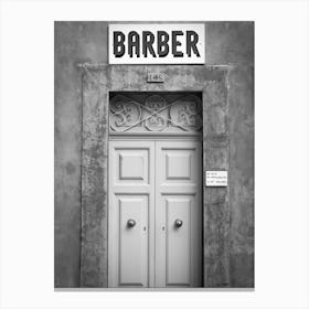 Malta Barber Shop | Black and White Photography Canvas Print