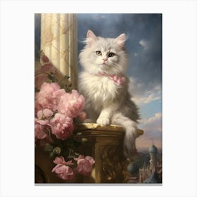 Cat Exploring Outside Rococo Style 5 Canvas Print