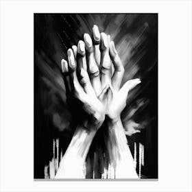 Blessing Hands Symbol Black And White Painting Canvas Print