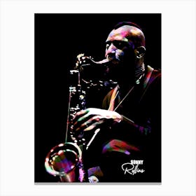 Sonny Rollins Jazz Tenor Saxophonist in my Colorful Digital Painting Canvas Print