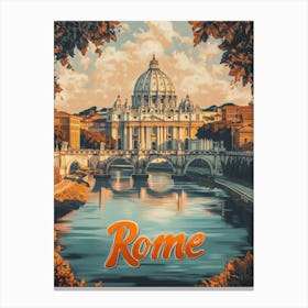 Aihrgdesign A Classic 1960s Travel Poster For Rome 3 Canvas Print