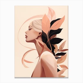 Abstract Of A Woman With Leaves Canvas Print