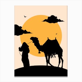 Silhouette Of Camel Canvas Print